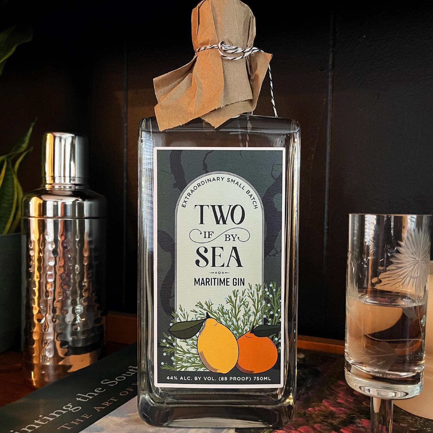 Two if by Sea label design 🍋🍊 @growfoodcarolina and @highwirechs worked together on this small batch, maritime gin made with locally sourced Eastern Red Cedar berries, Meyer lemons, and satsuma mandarins. 

The design includes a map of rivers in th