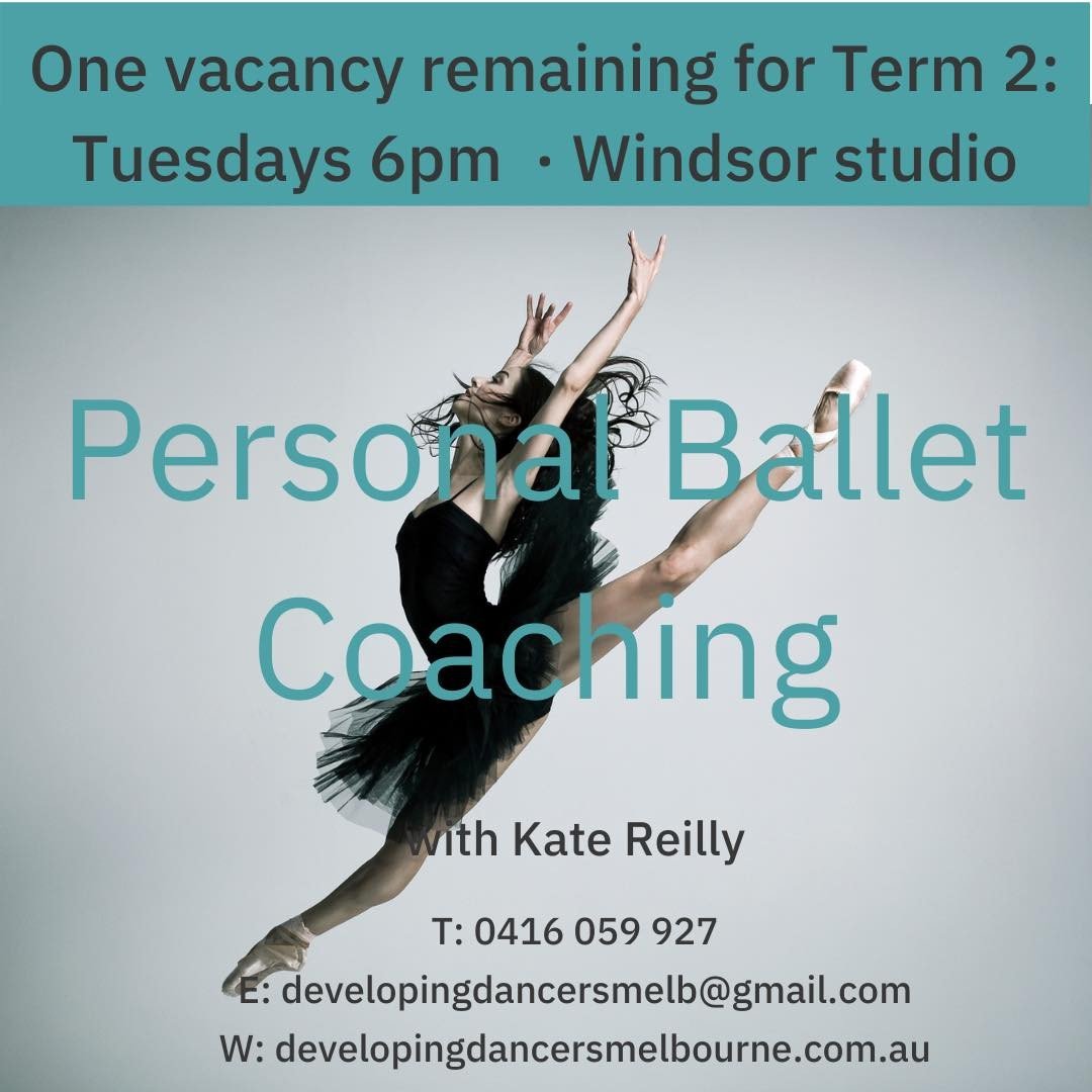 Private tuition with Kate Reilly - Inquire now for Term 2. 

#developingdancersmelbourne #DDM #balletcoaching #classicaldance #melbourne #vaganovaballet #russianmethod #reformer #floorbarre