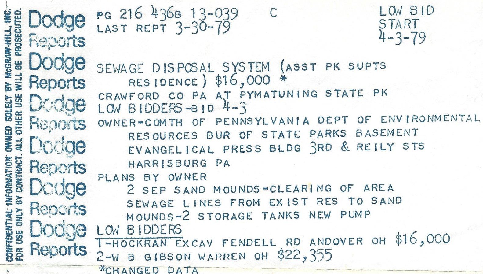 Dodge 4-3-79 PA Pymatuning Park Sewer