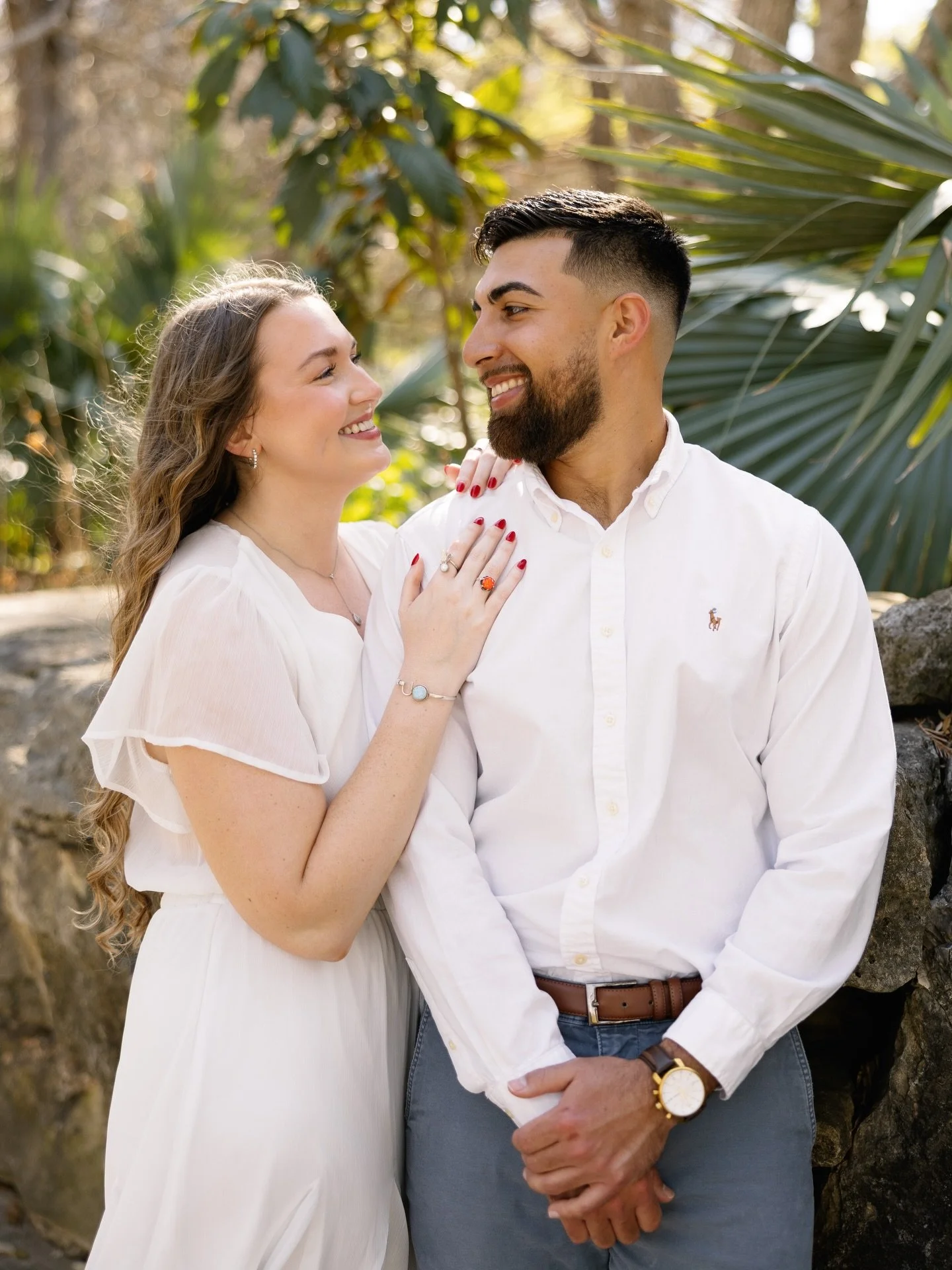 Sarah, Tyler &amp; a WHOLE bunch of cheesin&rsquo;. 💛 We had the best time boppin&rsquo; around Austin Botanical Gardens for their engagement session. Next time I see them, dinosaurs (screaming!!!!) will be involved &mdash; my excitement is off the 