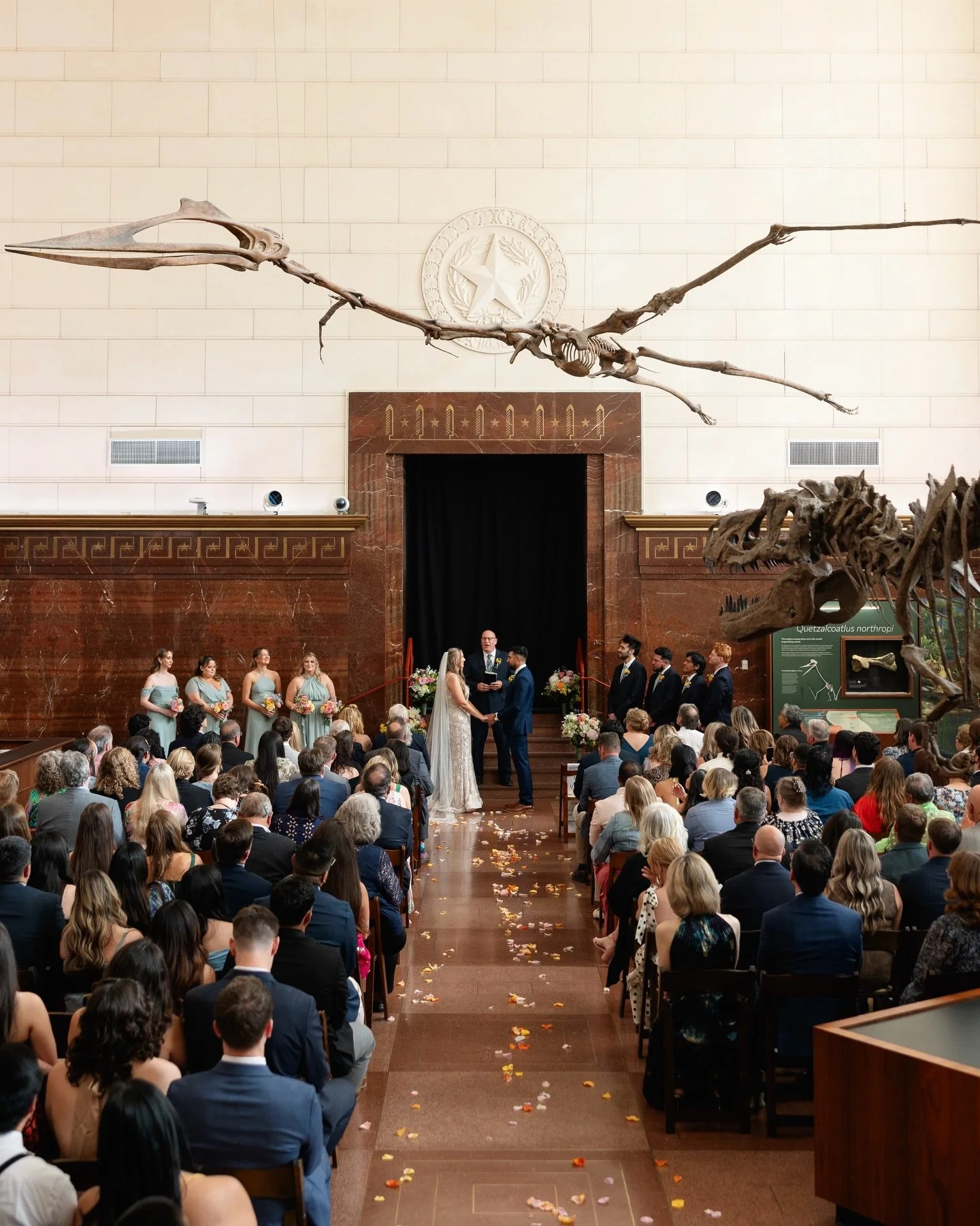 The most gorg day celebrating Sarah &amp; Tyler &mdash; high school sweethearts turned husband &amp; wife. 💌 Dare I say, coolest wedding venue EVER. 🦖🦋💕🔭🪐