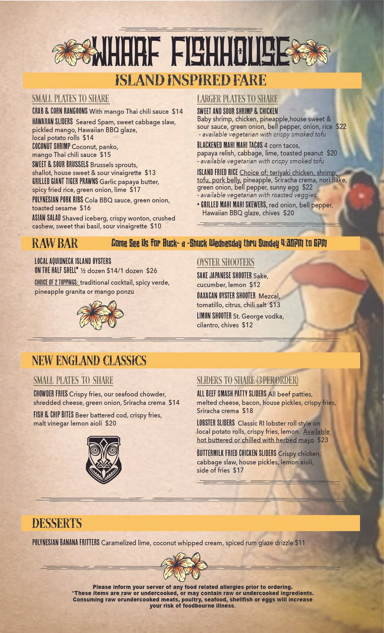HOUSE MENUS — WHARF FISHHOUSE