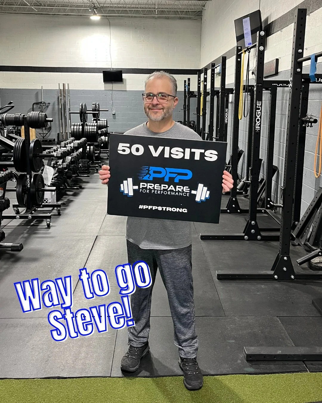 PFP&ndash; Steve just hit 50 visits!

That is 50 times choosing to show up, even when life was busy and motivation was not there.

Steve, that's real consistency. The kind that changes your body and your life.

The PFP Team is proud of you!

Our 28-d