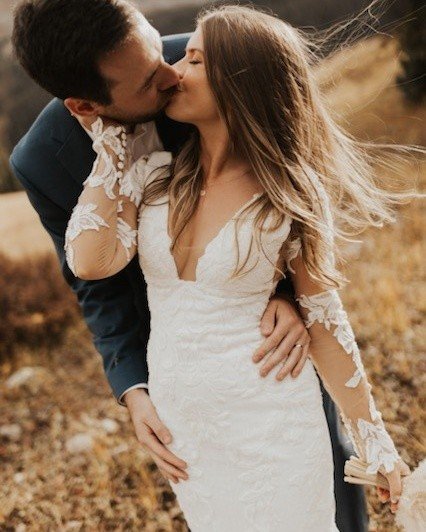 My #reallifebride June sent me photos! June came to me with a beautiful dress that needed minimal tailoring, and she also wanted to add illusion sleeves. She brought matching appliques, and we placed them together to achieve the right amount of cover