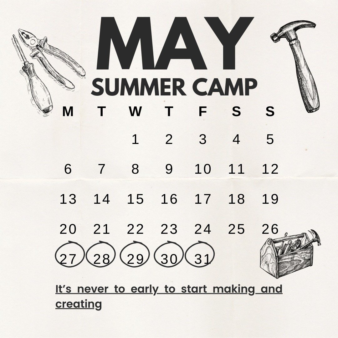 ⚒️⚒️Summer camp is fast approaching! We've lowered our prices to make it easier for families. For $400 your kids will make 5 woodworking projects, with each additional kid being $200. They'll make a tote, a cutting board, a spatula, a charcuterie boa