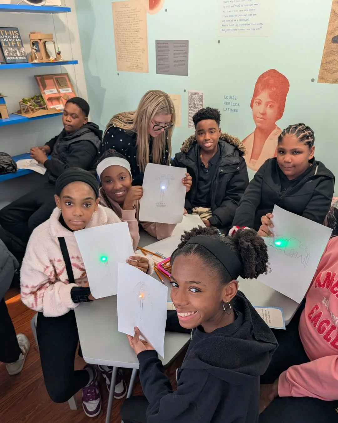 Students throughout NYC have been cultivating imagination, connection, and resilience through our field trips 💡Our interactive scavenger hunt and simple circuit activity empower them to see themselves as future innovators. Inspired by Latimer&rsquo;