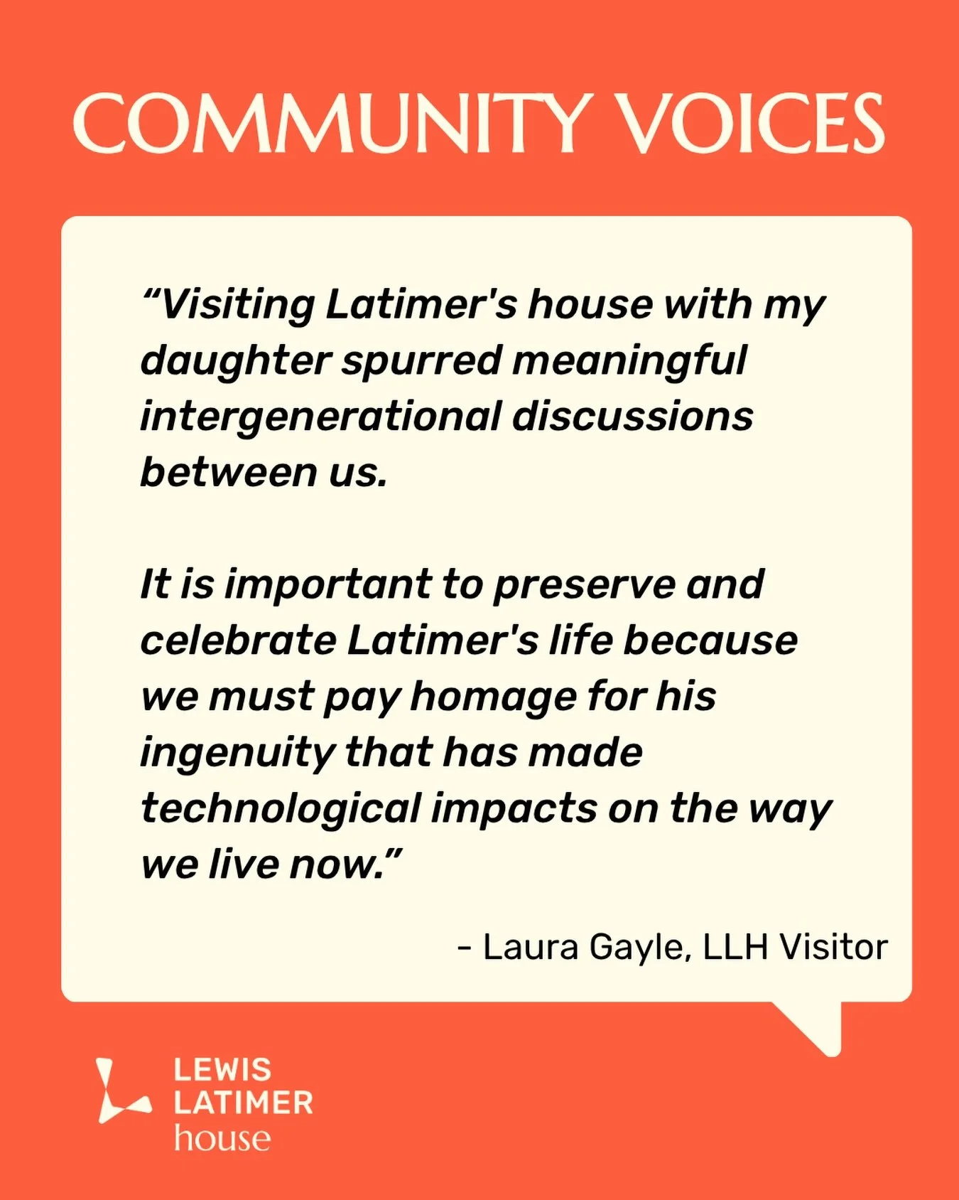 Thank you to Laura Gayle @rootsgirlrider, a museum visitor and workshop participant, for sharing reflections on her experience with her daughter at the Lewis Latimer House! We&rsquo;re so glad to see our programs sparking connection across generation