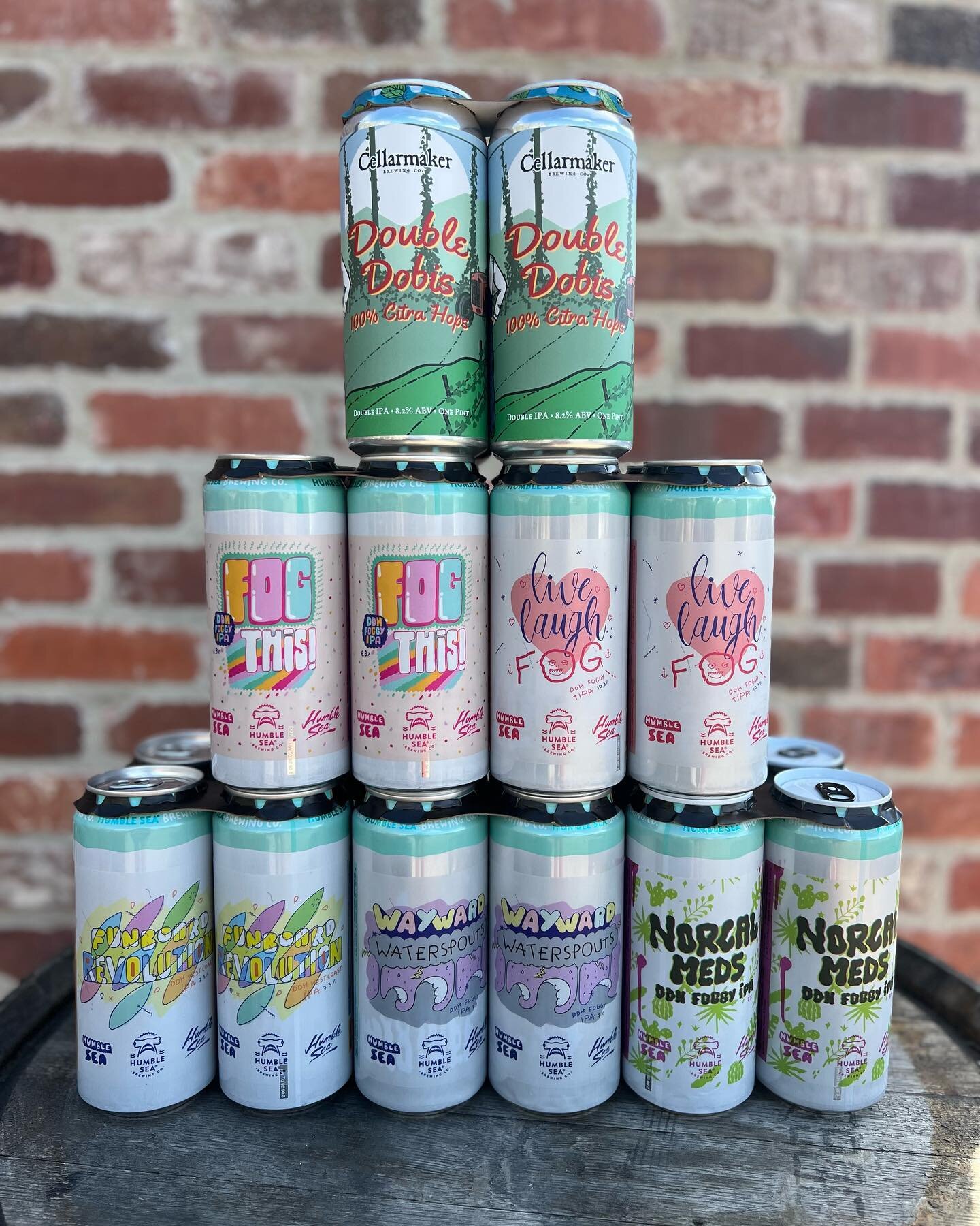 🚨BIG can drop🚨 Just in time for the holiday!! 🍻 

🍻 @cellarmakerbrewing Double Dobis Hazy DIPA 

🍻5 different @humblesea cans including a triple ;) 

🍻 @alvaradostreetbrewery Give Thanks and Biggies Bogus Baja Blast!