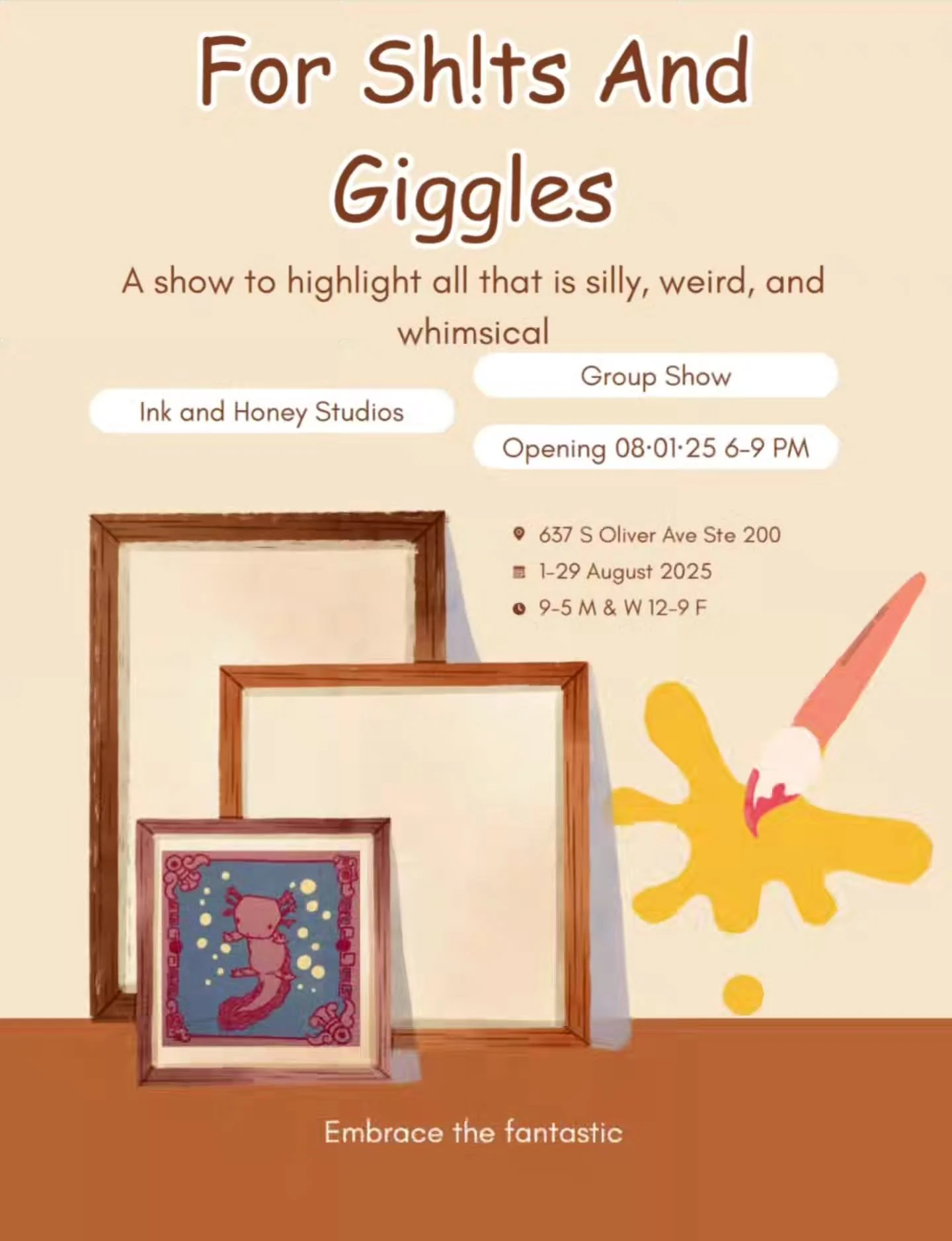 Next week, come and see our latest exhibition! &quot;For Sh!ts and Giggles&quot; is a show featuring local artists and their silliest works. You won't want to miss it!

#smallbusiness #wichitaks #galleryart