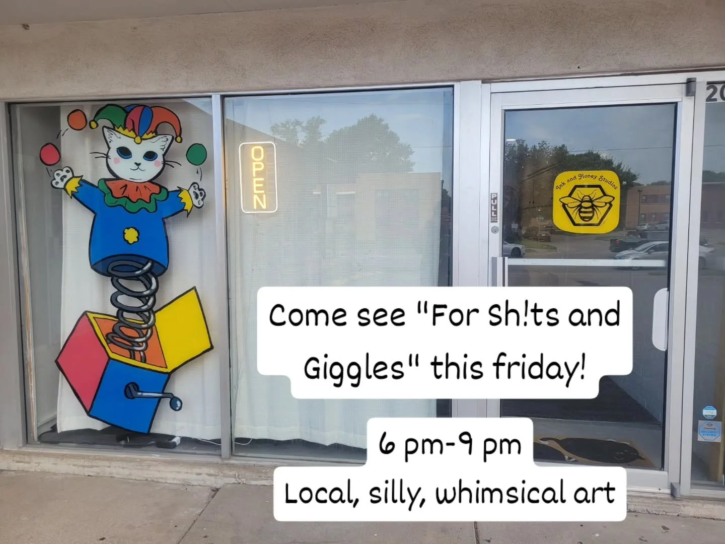 This Friday 6pm - 9pm! Come see our newest exhibition &quot;For Sh!ts and Giggles&quot;. Featuring 16 local artists with art of all types that are silly, weird, and whimsical! 

637 S Oliver Ave, Ste 200, Wichita, KS, 67218
#wichitaks #gallery #silly