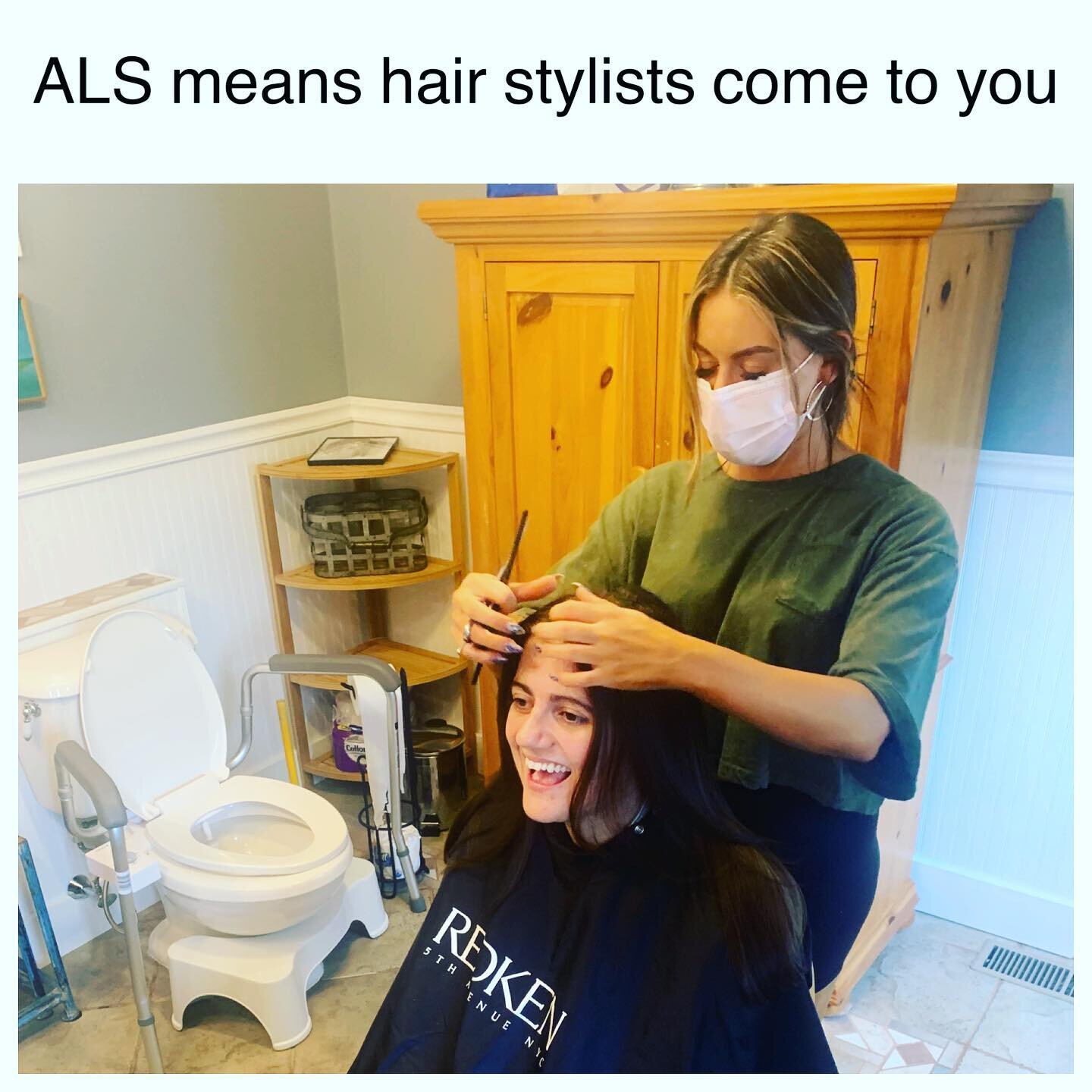 Thank you @anna_bella_hair for the best haircut! #ThisIsMyALS #ALAAwareness #ALS #EndALS #ALSFamily #HerALSStory #FuckALS #ALS #ALSHumor #LifeWithALS #Accessibility #Disability