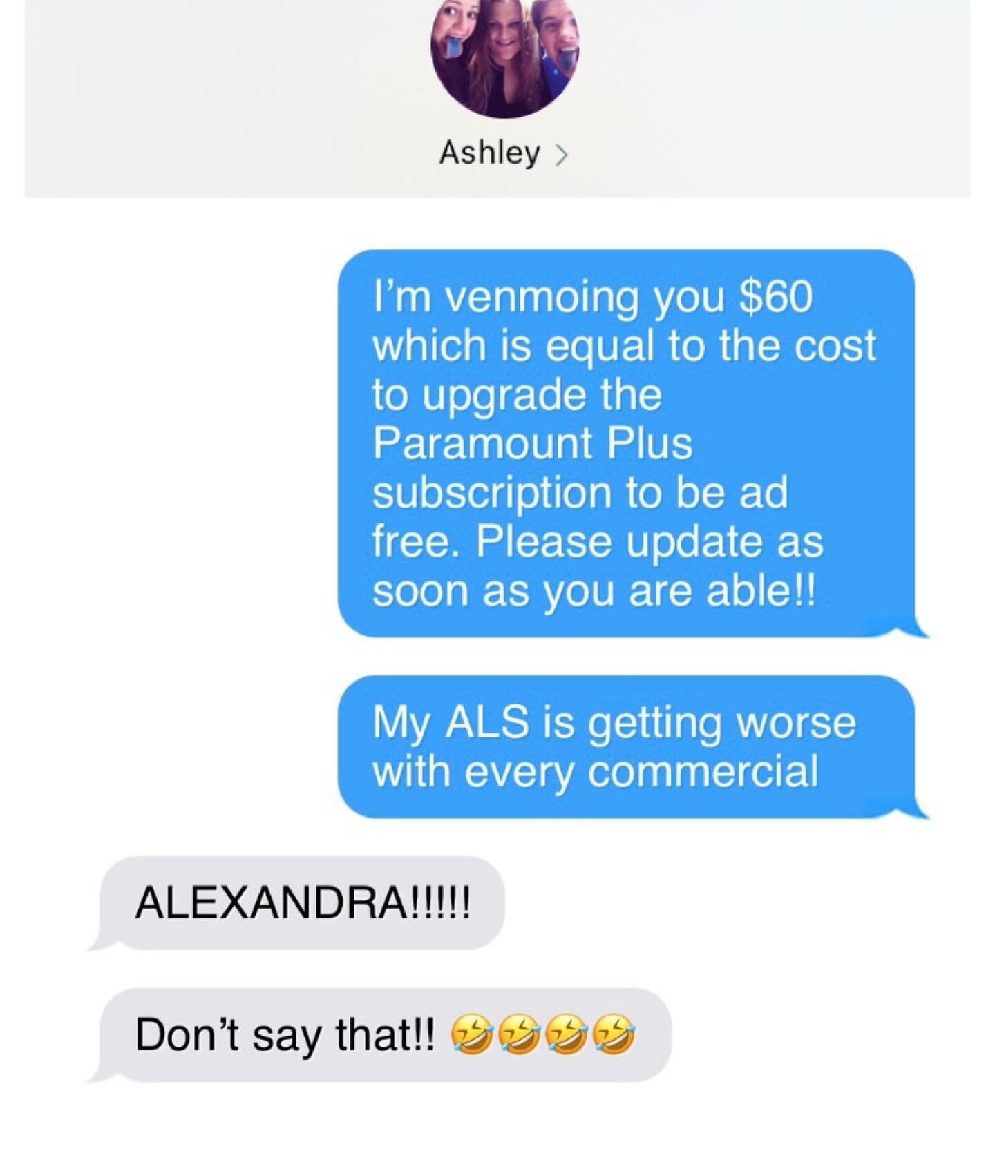 Ad free is essential!  @paramountplus 
#ThisIsMyALS #ALAAwareness #ALS #EndALS #ALSFamily #HerALSStory #FuckALS #ALS #ALSHumor #LifeWithALS #Accessibility #Disability