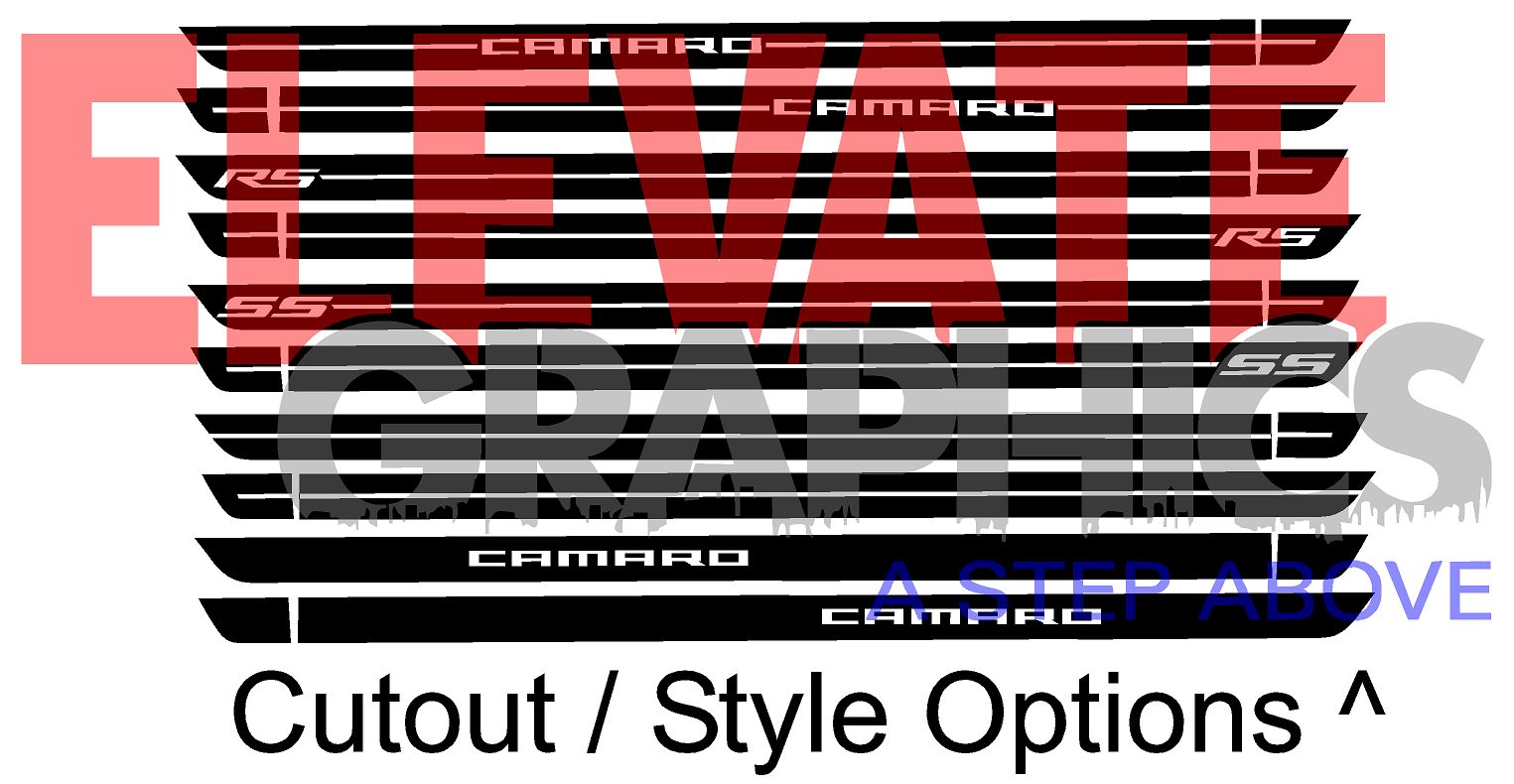 Chevy Camaro Side Rocker Ram Stripes: Auto Vinyl Graphics 3m Decals And OEM Stickers Fits Years 2010-2015 - Elevate Graphics