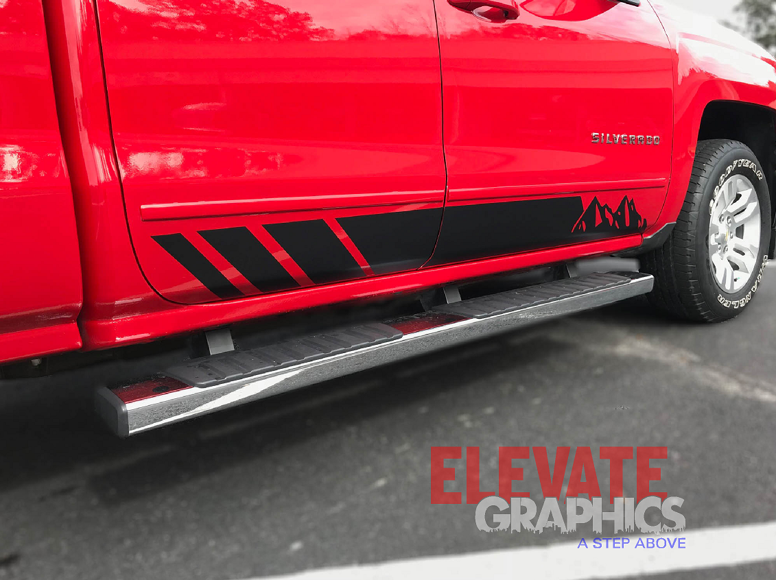 Chevy Silverado Side Mountain Rocker Stripes Auto Vinyl Graphics 3M ...
