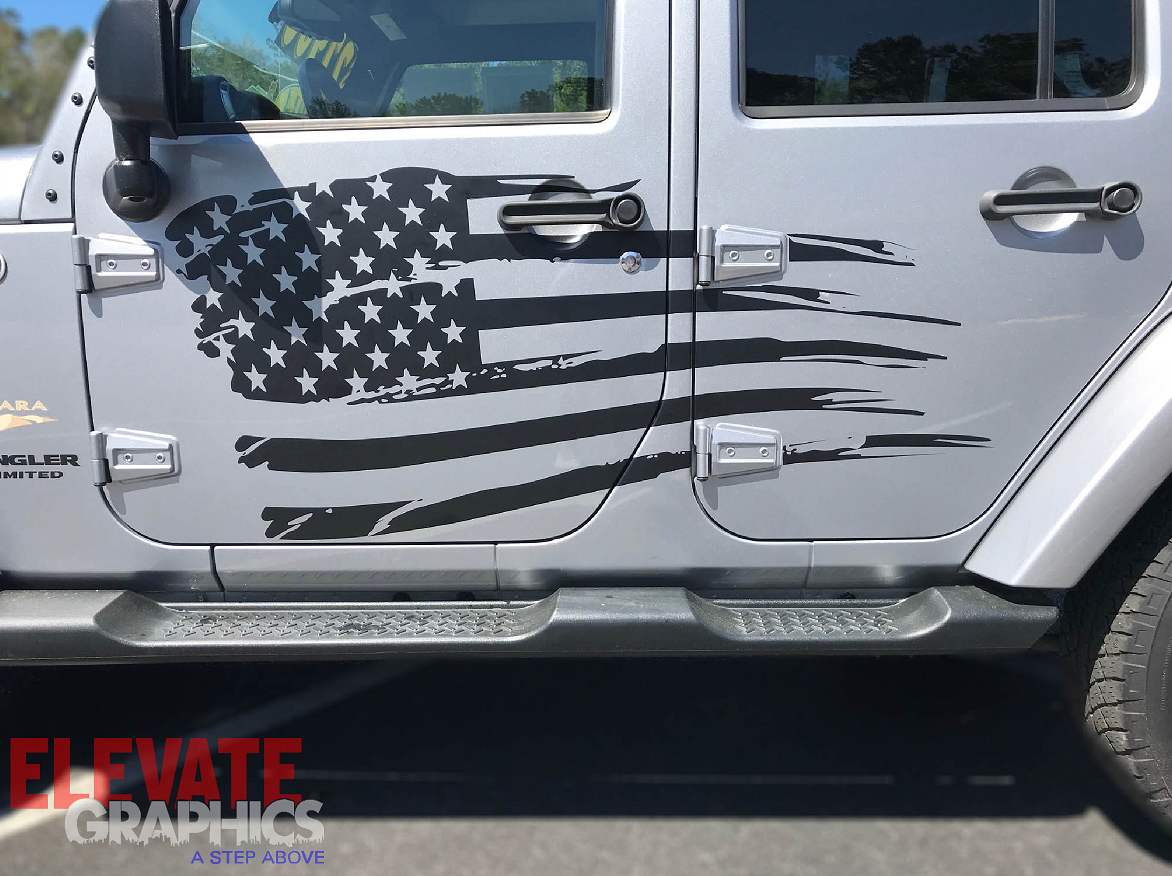 Jeep Wrangler Side Ripped Flag Stripes: Auto Vinyl Graphics 3M Decals ...