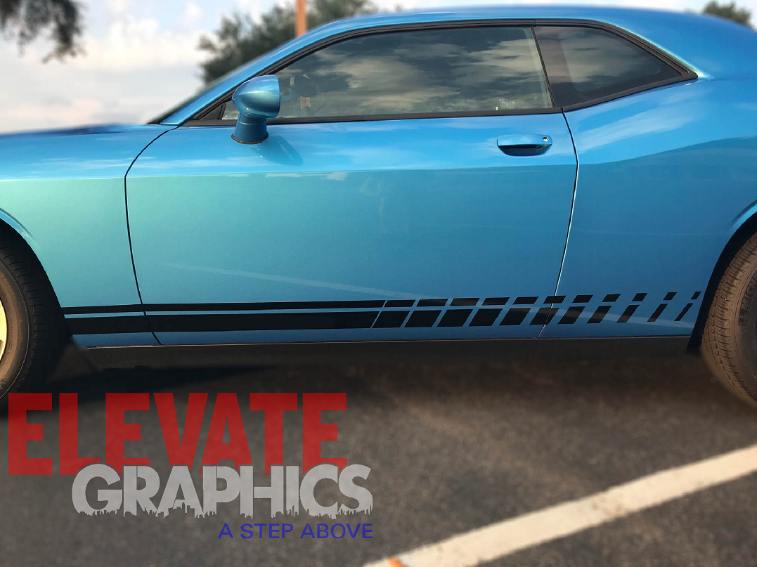 Dodge Challenger Side Rocker Three Stripes Auto Vinyl Graphics 3M ...