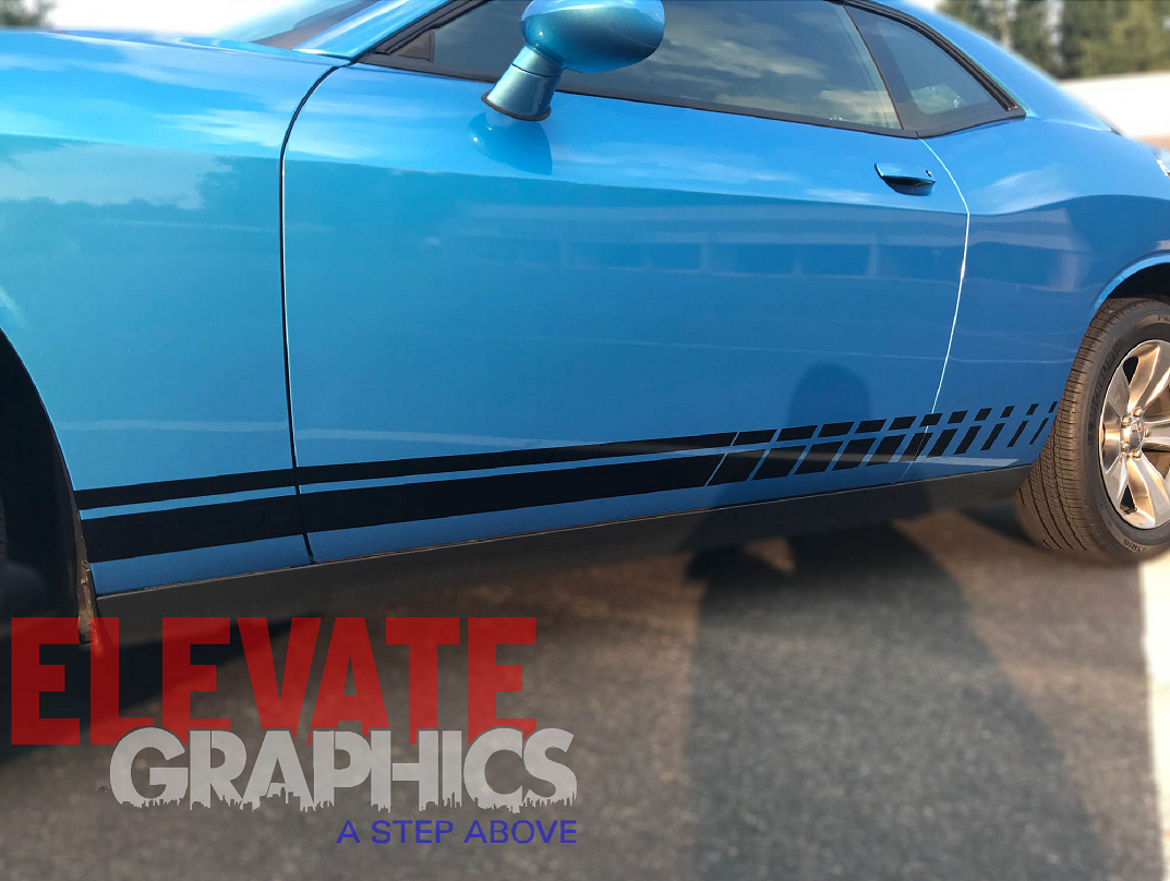 Dodge Challenger Side Rocker Three Stripes Auto Vinyl Graphics 3M ...