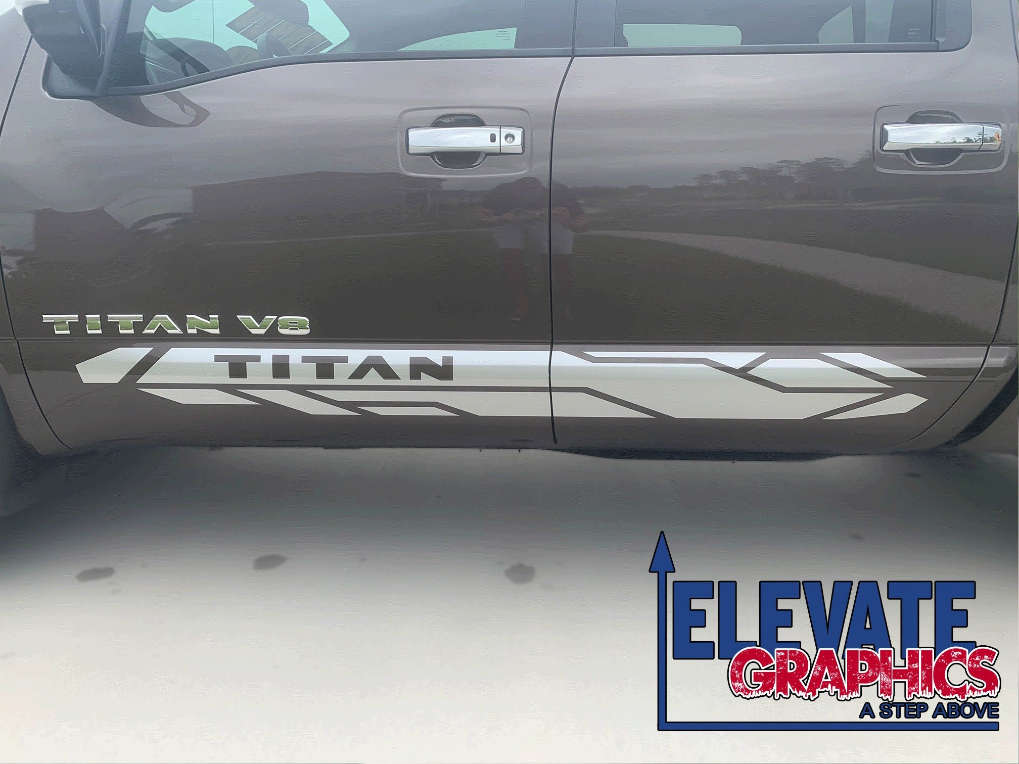 Nissan Titan Side Rocker Break Stripes: Auto Vinyl Graphics And 3m Decals Stickers 2010-2023 - Elevate Graphics