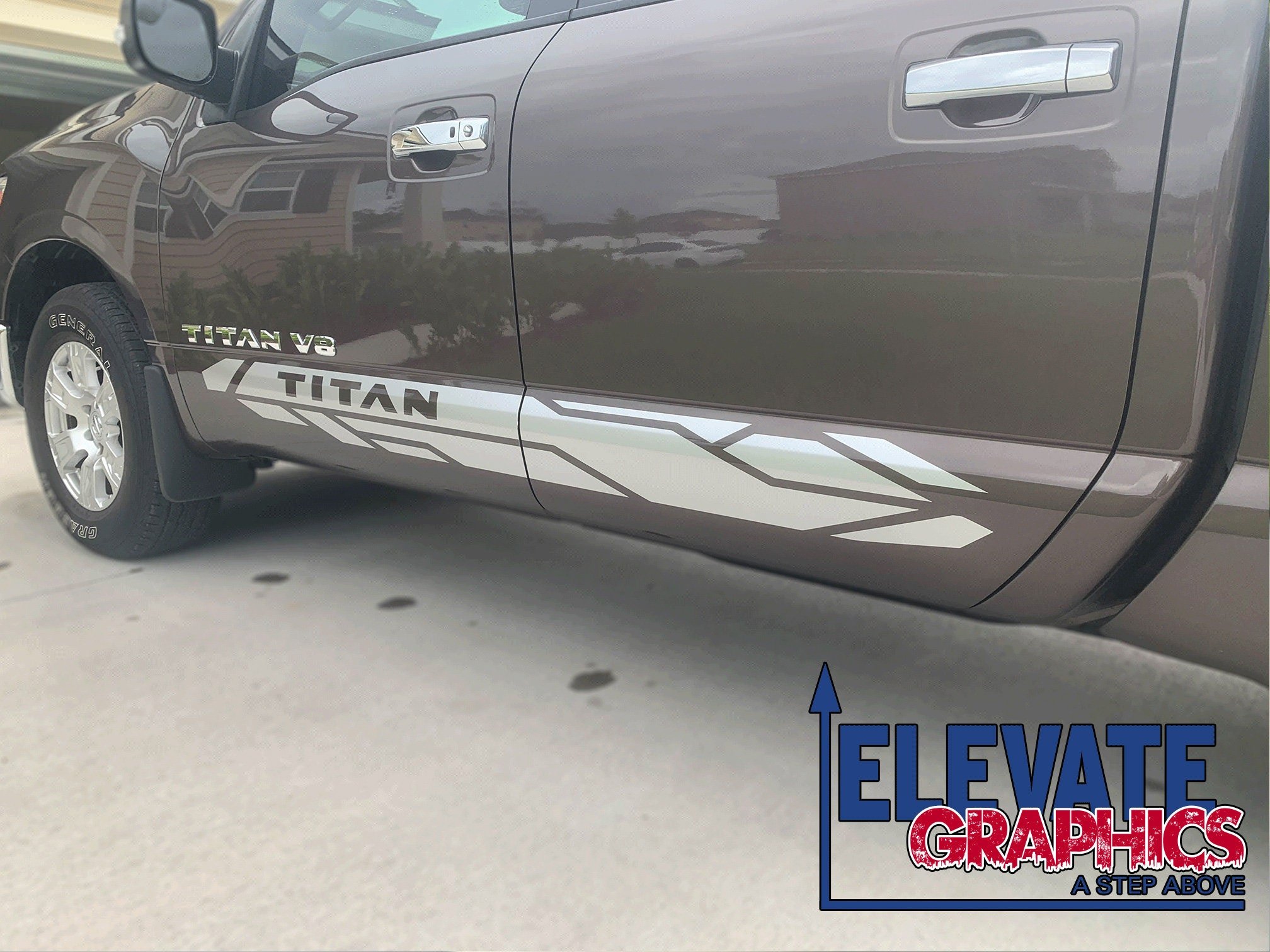 Nissan Titan Side Rocker Break Stripes: Auto Vinyl Graphics And 3m Decals Stickers 2010-2023 - Elevate Graphics