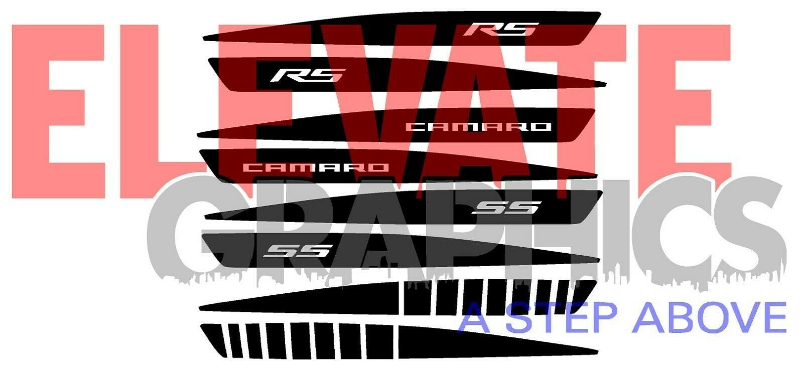 Chevy Camaro Side Check Stripes 3M Auto Graphics Vinyl Decals Stickers 2010-2018 - Elevate Graphics