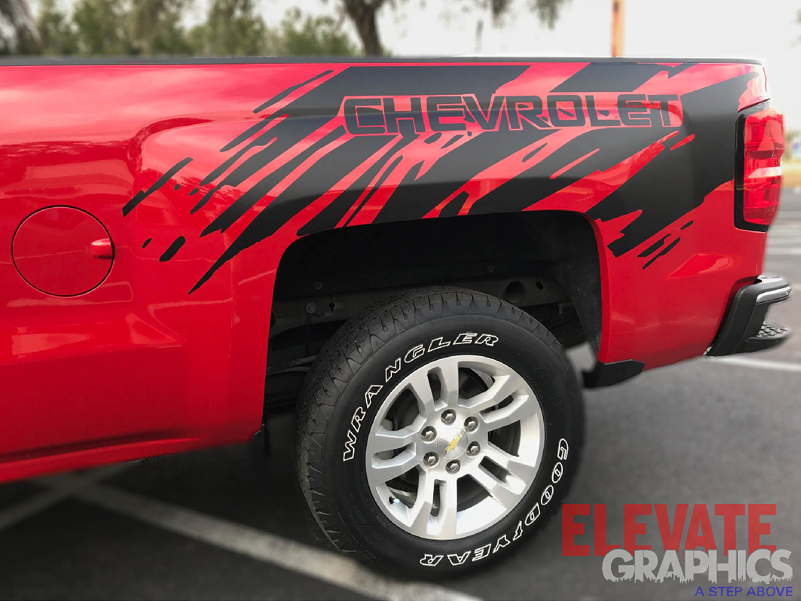Chevy Silverado Side Splatter Stripes Auto Vinyl Graphics 3M Decals OEM ...