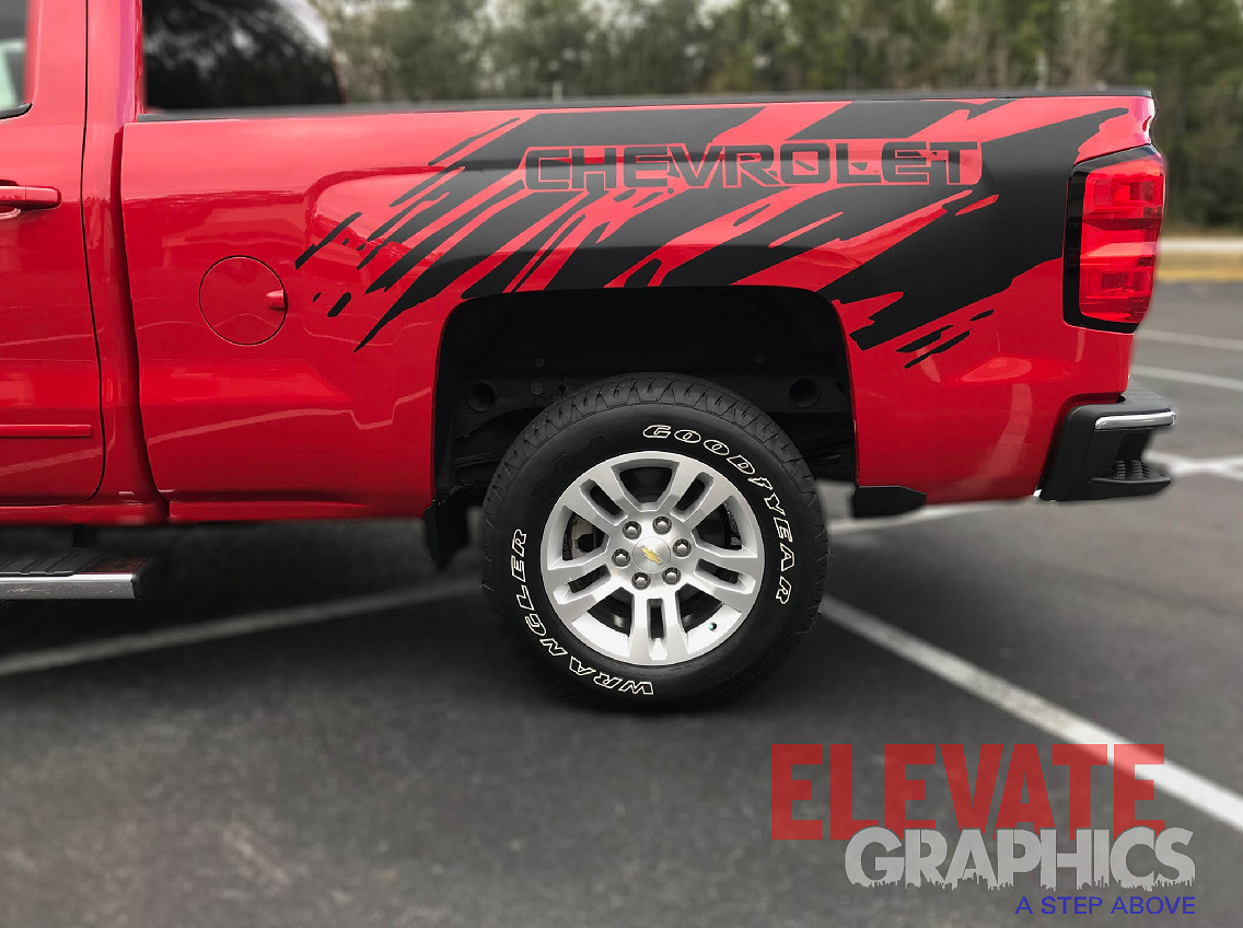 Chevy Silverado Side Splatter Stripes Auto Vinyl Graphics 3M Decals OEM ...
