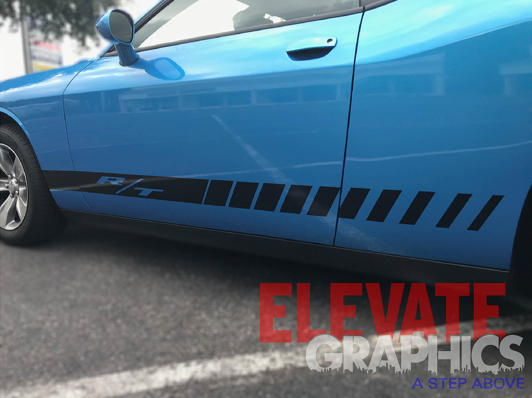 Dodge Challenger Side Rocker Two Stripes Auto Vinyl Graphics 3M Decals ...