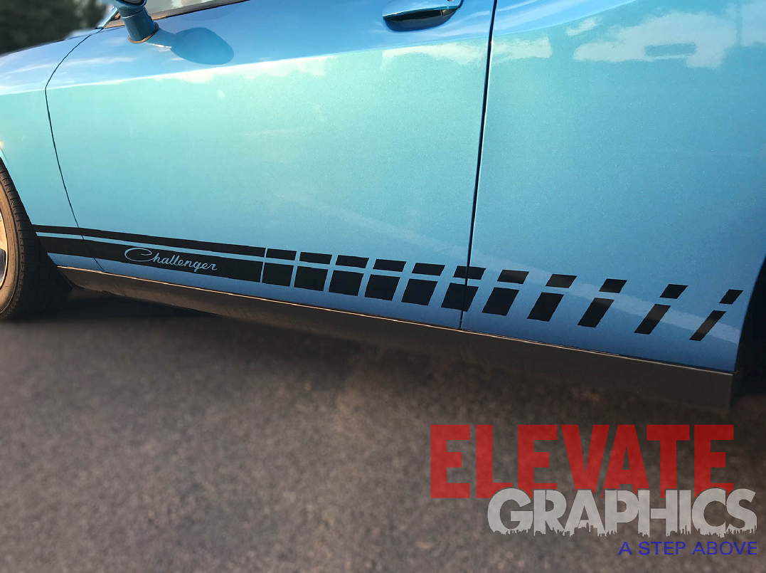 Dodge Challenger Side Rocker Three Stripes Auto Vinyl Graphics 3M ...