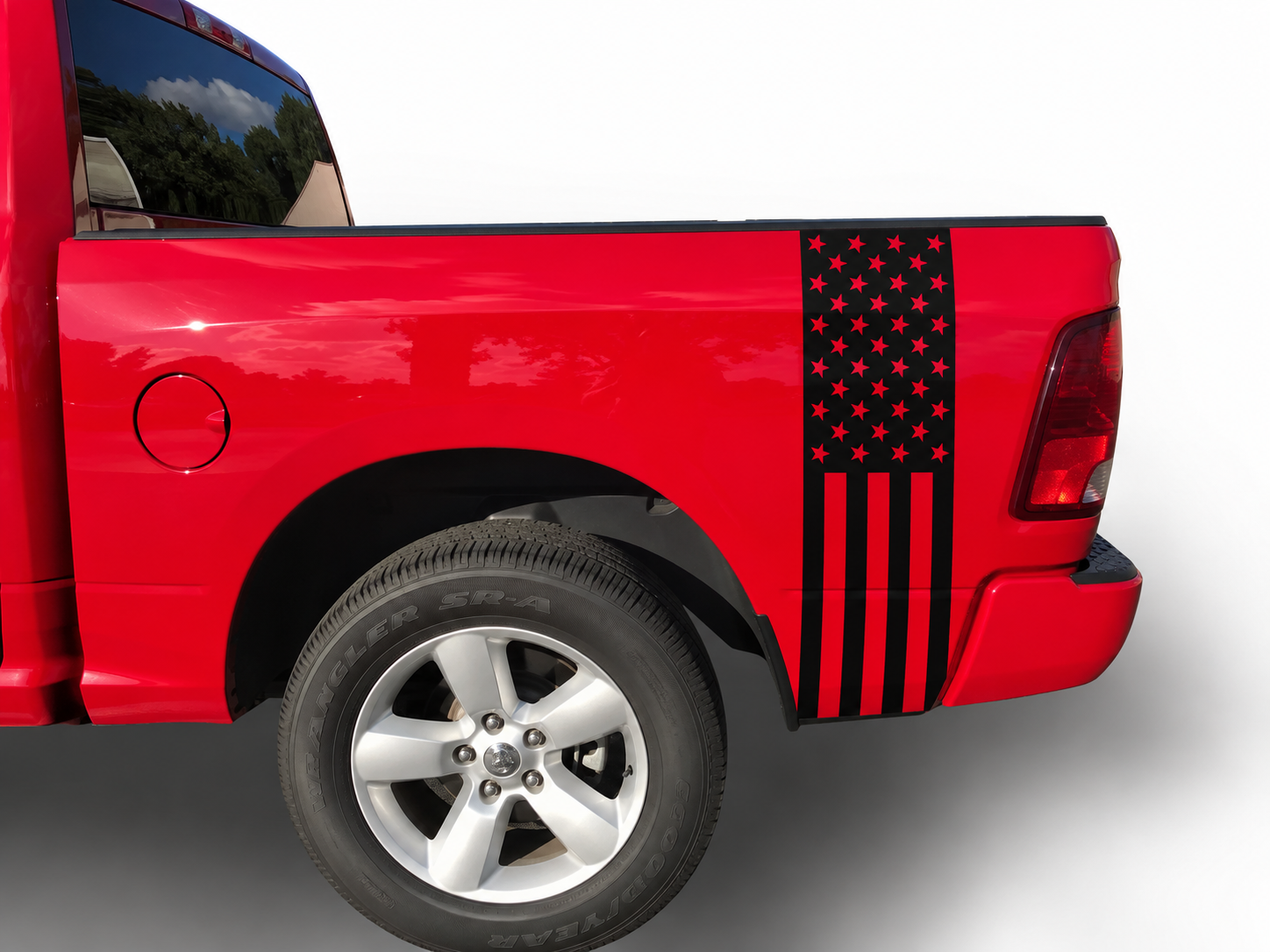 Fits Ram 1500 Side Back Quarter Flag Stripes Vinyl Graphics Auto Decals Stickers Years 2002-2027