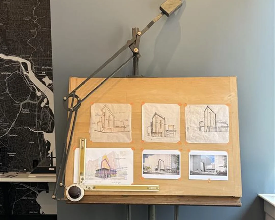 On the Board: Where Craft, History and Future Meet

Our studio drafting board has a history of innovation. Once used by Hans Pedelt to design camera lenses, this vintage piece now serves as a dedicated space in our office to pin up, study, and share 