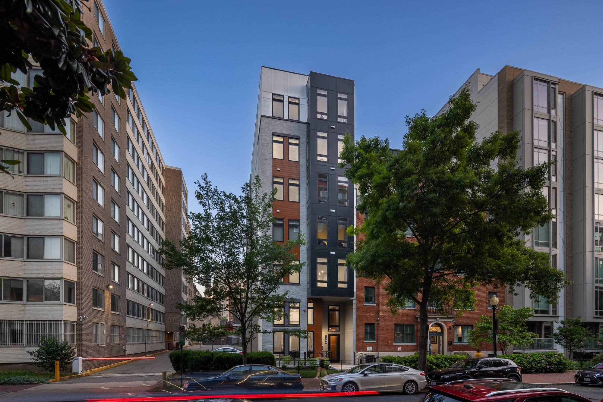 Mst Elevation night time Multifamily Housing DC architect