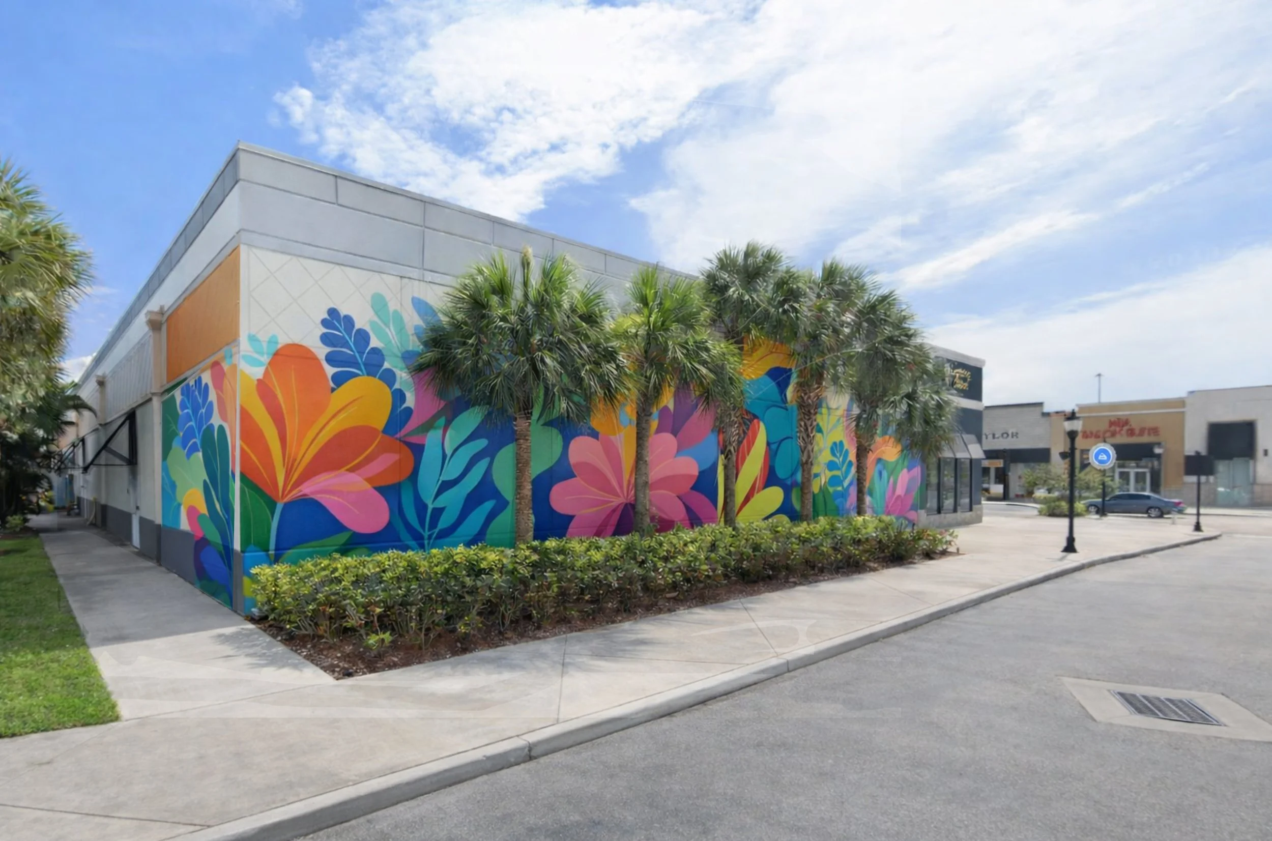 FLORAL MURAL UNDER PLAMS DAYLIGHT