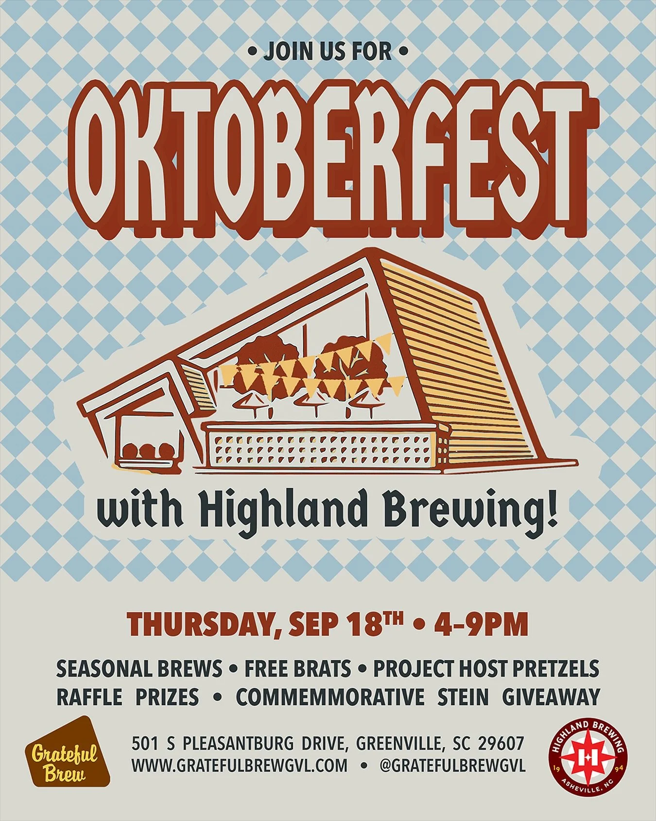 Go ahead and mark your calendars because Oktoberfest is TWO WEEKS AWAY! 

We&rsquo;re so excited to partner with @highlandbrewing once again for a fun evening! Here&rsquo;s what you can expect:

 🍻 plenty of delicious brews
🌭 a FREE community brat 
