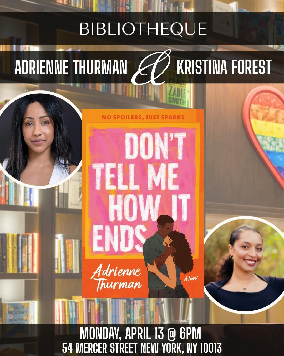 ✨NYC Tickets are LIVE✨

I am so excited to invite YOU to the NYC launch for Don&rsquo;t Tell Me How It Ends, hosted by @bibliothequenyc 

One of my forever favorite romance authors @kristinaforest_ will be joining me on Monday April 13th at 6pm to ch