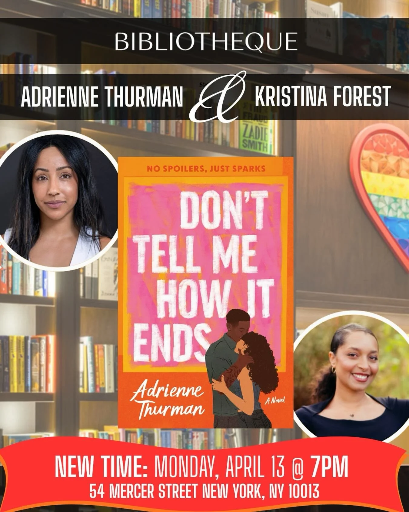 🚨Our NYC event time has changed to 7pm🚨

Still Monday April 13th
Still @bibliothequenyc 
Still @kristinaforest_ and me talking all things Don&rsquo;t Tell Me How It Ends over wine and cheese

Can&rsquo;t wait to see you there!