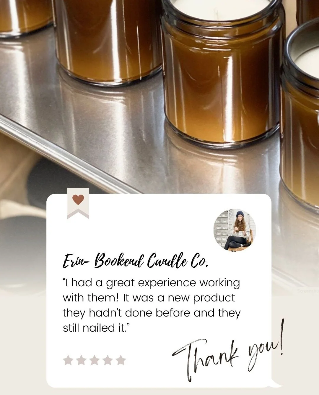 We always appreciate when we hear we're doing a good job! Love this warm fuzzy comment from Erin at @bookendcandleco 🕯️⁠
⁠
Thank you so much for sharing! 🖤