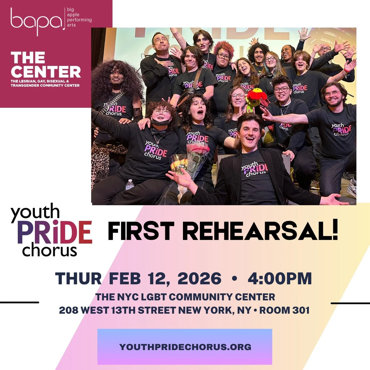 Yesss, it&rsquo;s that time again 🎶✨

YPC is BACK in action!

Ages 13-22. Join us starting Thursday, February 12 at 4PM 💥

In partnership with BAPA and @lgbtcenternyc , we&rsquo;re bringing the vibes, the music, and the community 🫶

Hot meals 🍽️ 
