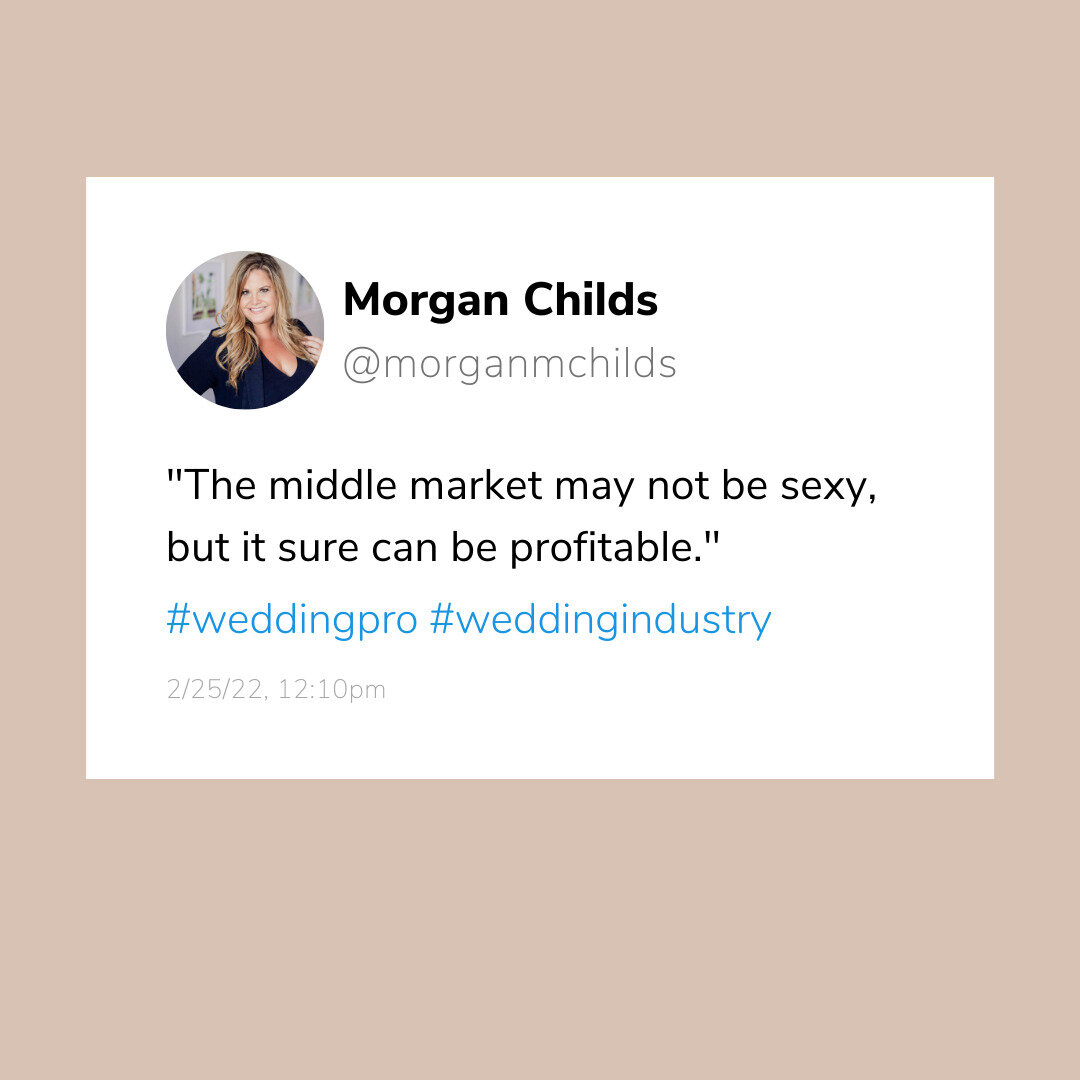 I find that so many wedding industry experts don't really talk about the 'middle market' or the average couples in the wedding industry.⠀
⠀
Instead they focus on high end or luxury weddings as being the gold standard in growing your business or makin