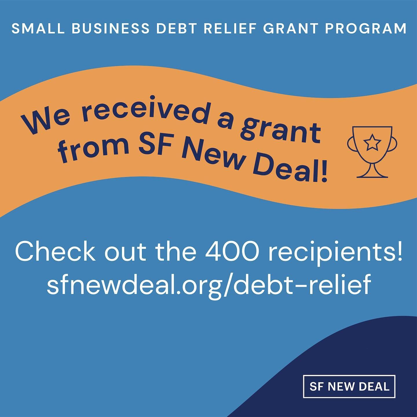 We are thrilled to be selected as a recipient of @SFNewDeal's Small Business Debt Relief Grant Program! #SFNewDeal
SF New Deal is distributing $1,000,000 to small businesses across every district in San Francisco that have been impacted by the pandem