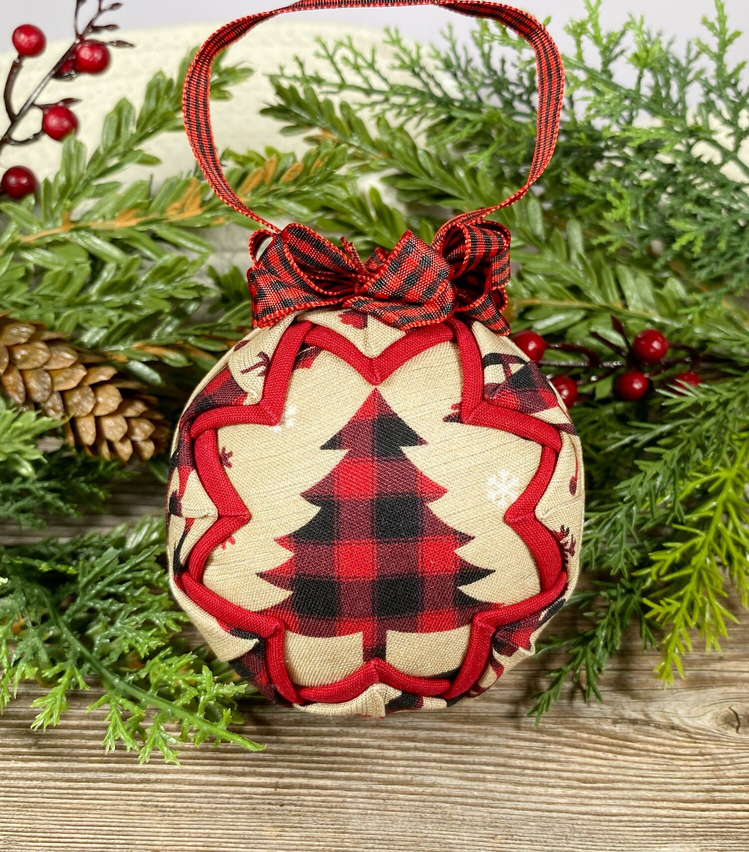 Buffalo plaid quilted Christmas ornament — The Ornament Boutique