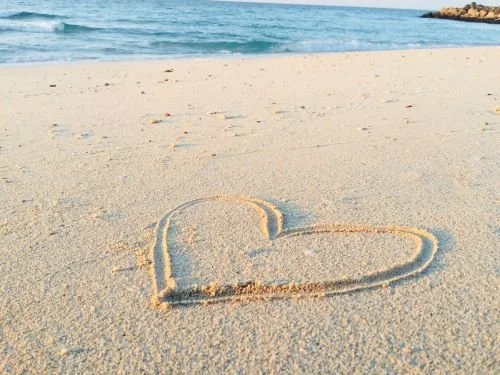 valentine's day heart in the sand