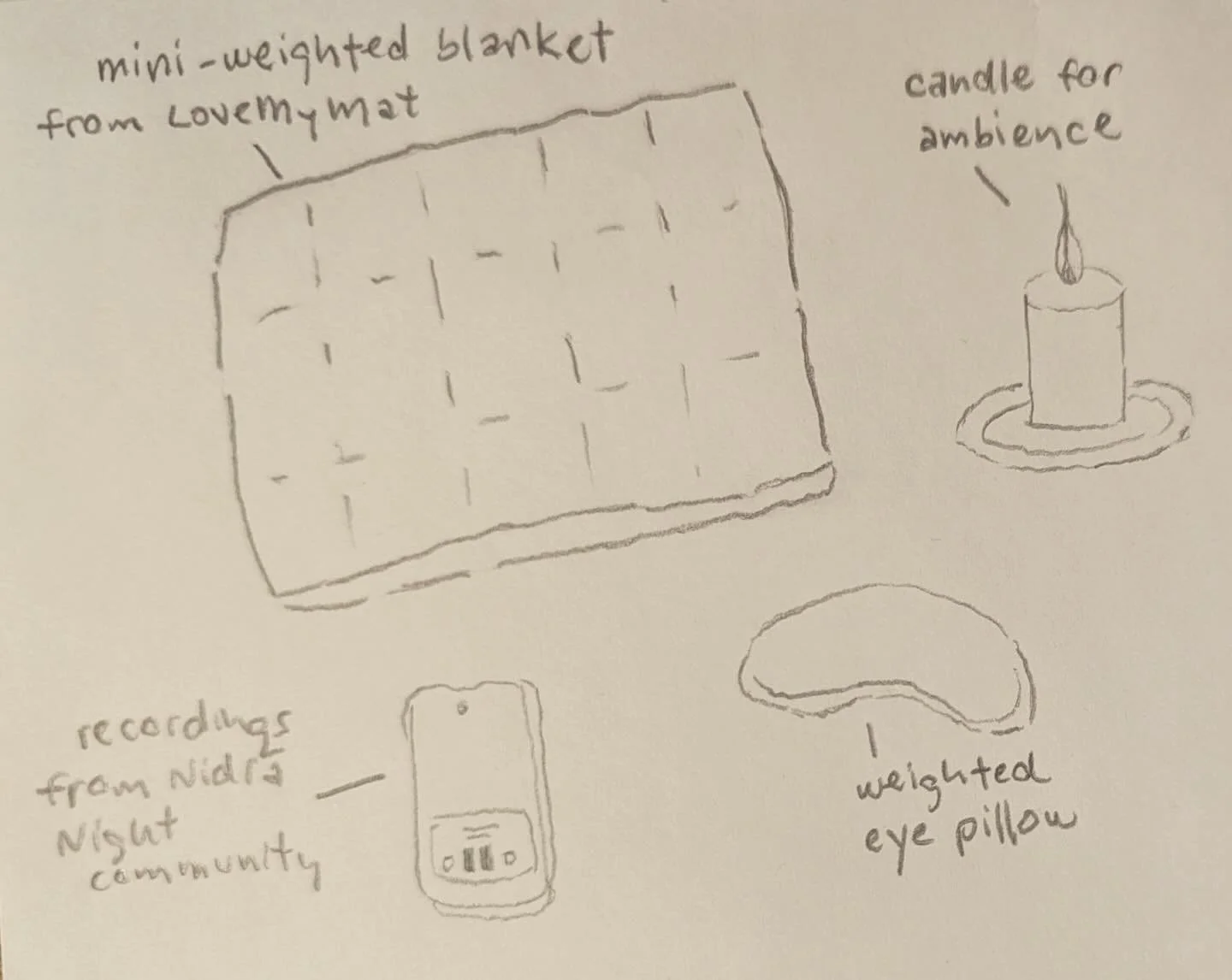 WINTER NIDRĀ SET UP
(sharing because I really think I&rsquo;m on to something)

- mini weighted blanket from @lovemymat (I can&rsquo;t recommend this product enough.)
- weighted eye pillow from @owloptometryroncy (This is so soothing plus it helps wi
