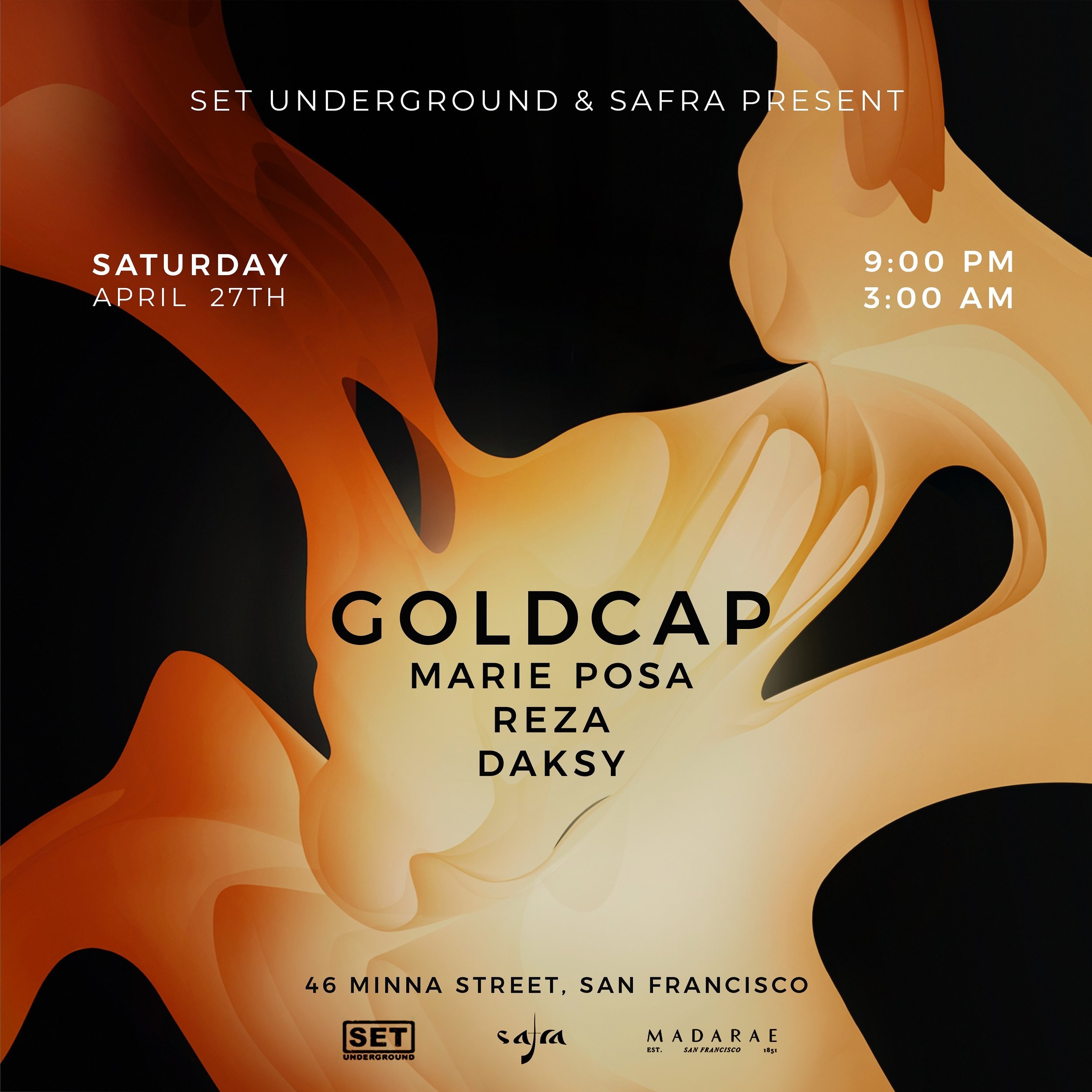 San Francisco! Almost In 2 weeks! The wizard himself @goldcap is coming to @madaraesf with a very special set! Strong support from our good friends @marieposa.dj @thisissabzi @davidandersonkirk 
Don&rsquo;t miss it! Link in bio!