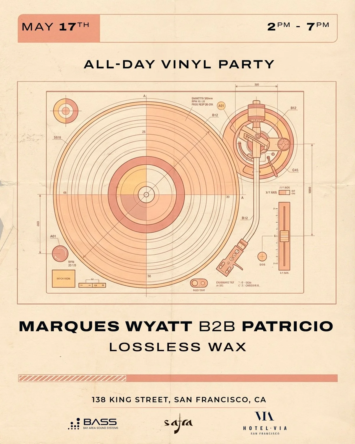 Old school energy. real disco. real house. real selectors.

Marques Wyatt B2B Patricio
Lossless Wax

May 17th | 2PM&ndash;7PM
Hotel Via rooftop, San Francisco

If you know, you know&hellip; and if you don&rsquo;t - this is the one to experience it.
L