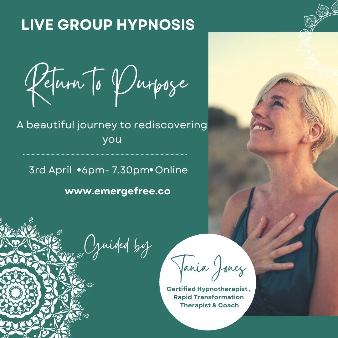 Feeling lost? A little disconnected from yourself? 

Wondering how to return to you, your essence, your true self? 🔥

Join us at our Live Group Hypnosis - Return to Purpose on 3rd April at 6pm.

This will be a beautiful journey to rediscovering you,