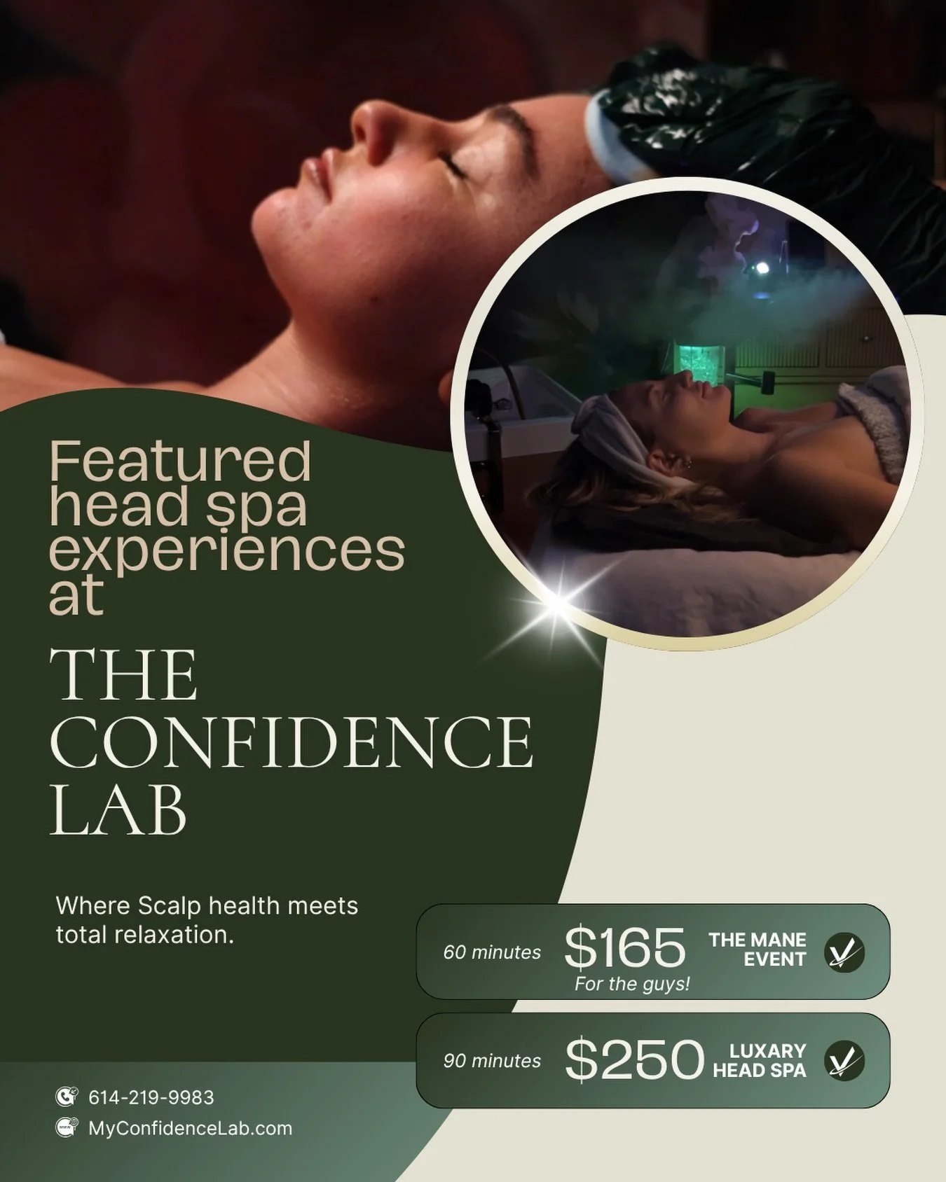 Our Head Spa is designed to deeply cleanse the scalp, improve circulation, and support healthier hair from the root.

If your scalp isn&rsquo;t healthy, your hair won&rsquo;t be either.

Book your reset...📍 Powell, OH..#ConfidenceLab #PowellMedspa #