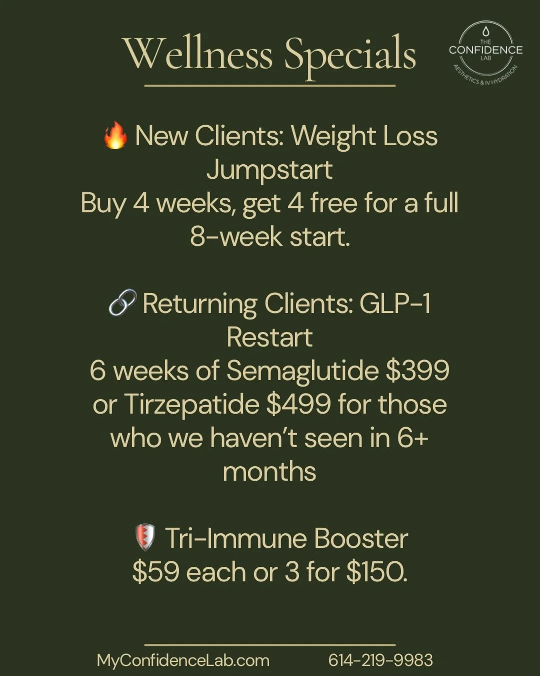 May is here, and so are our new monthly specials.
.
.
📍 Powell, OH
.
.
#ConfidenceLab #PowellMedspa #OhioAesthetics #GlowSeason #ConfidenceStartsHere MedspaDeals SkinGoals WellnessOhio