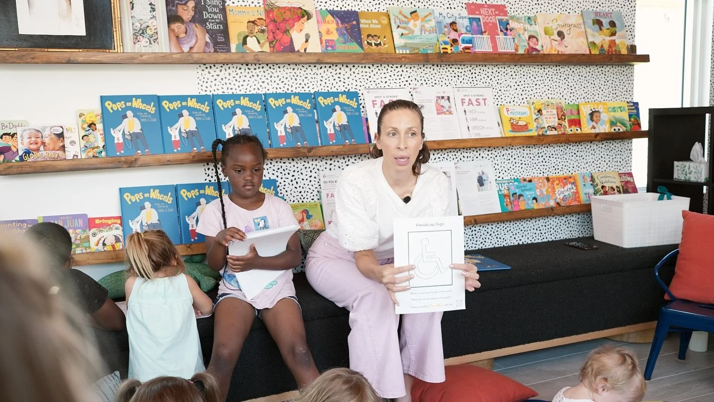 We also answer the question, WHY ARE HANDICAP SIGNS IN OUR WORLD? 

With a coloring sheet and discussion, we learn that some people need extra space for transferring for example in and out of their cars or on and off the potty. The Handicap Sign lets