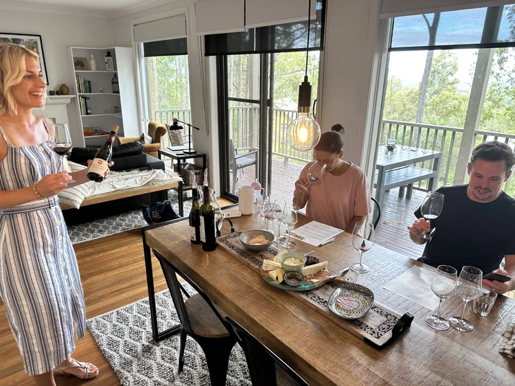 Two guests enjoying a private wine tasting together