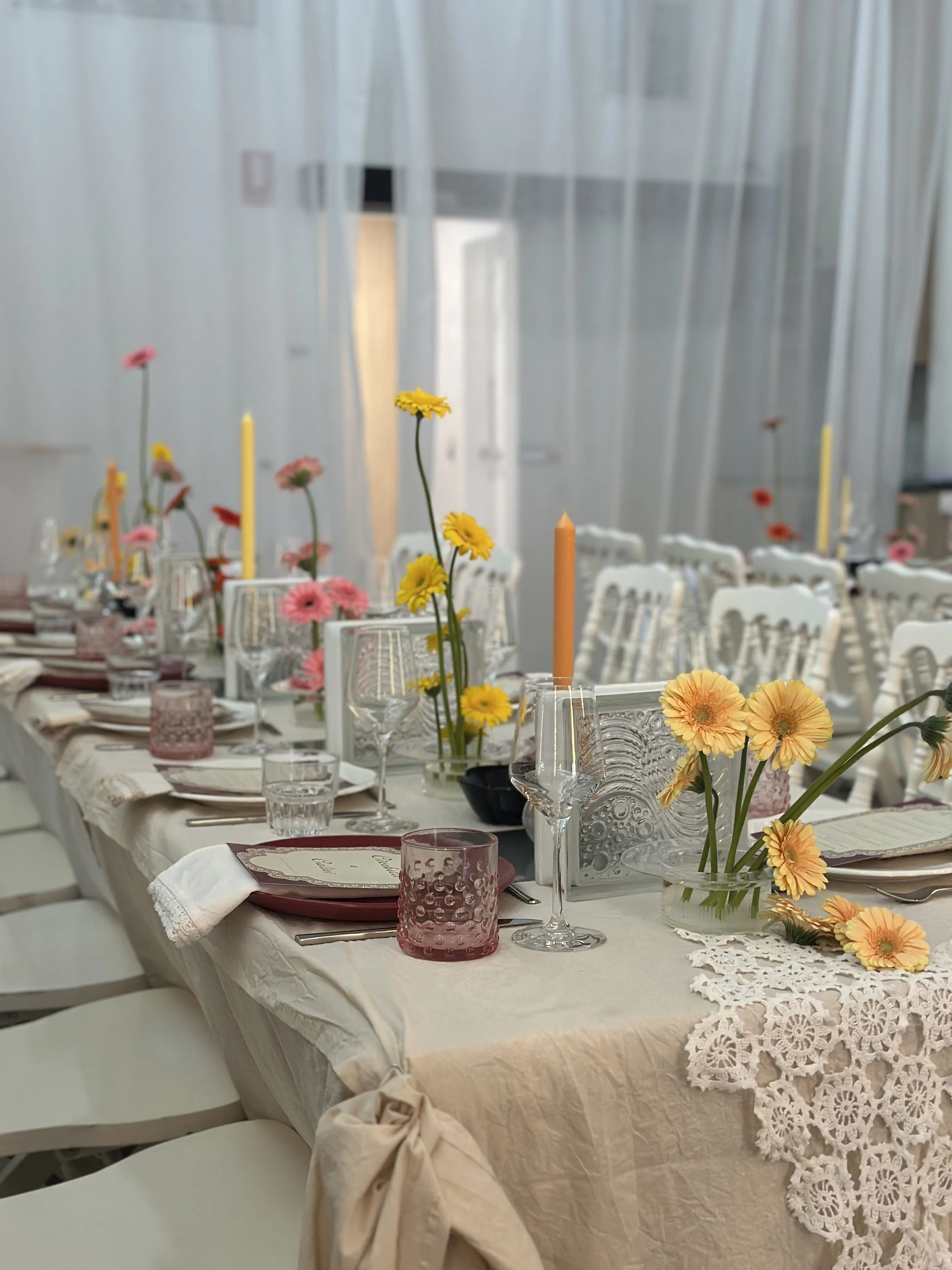 Beautiful set table for Italian Wine and Food Night